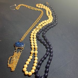 Multiple long strand necklaces